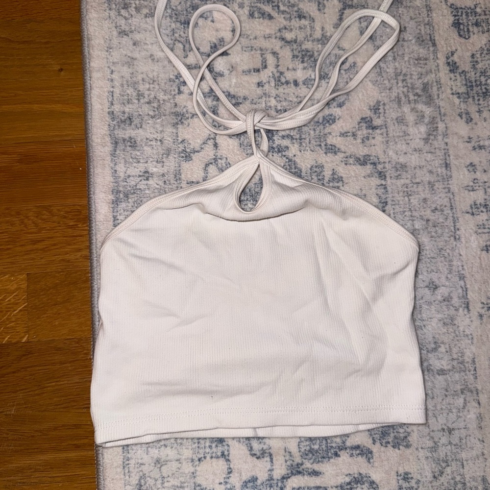 Zara White Halter Crop Top